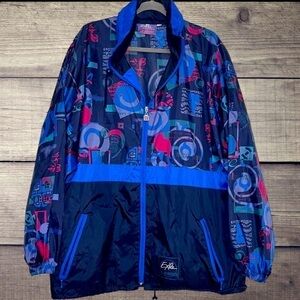 JEANTEX Vintage 90s Y2K Nylon Exile of Function Windbreaker Jacket Blue XL XXL